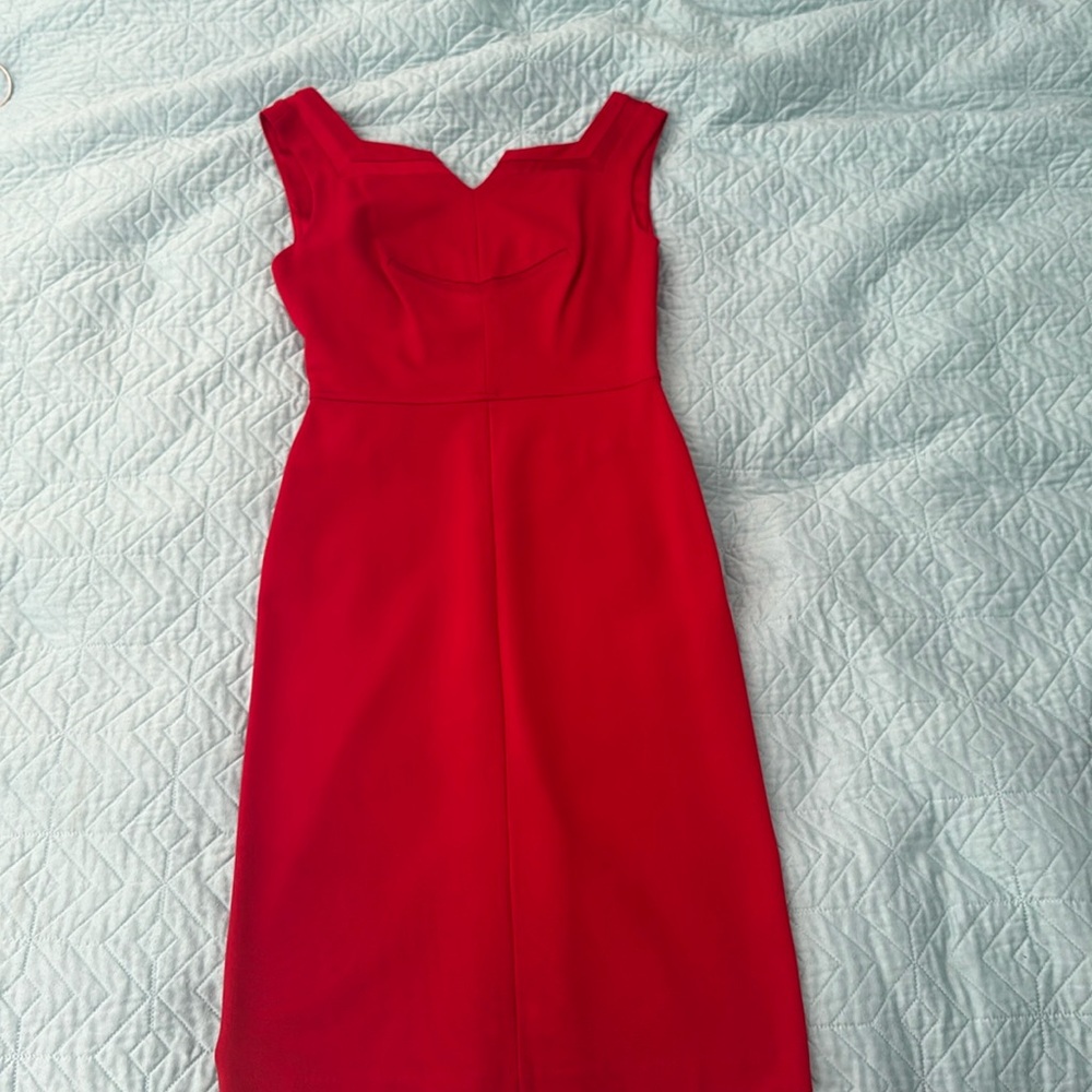 Auth Diane VonFurstenberg bodycon knee length red dress sz 2 side zip